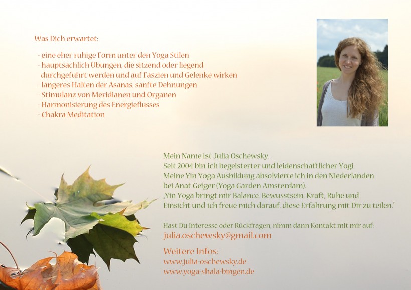 Yin Yoga Schnupperkurse Yin Yoga Schnupperkurse